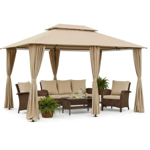 Gazebo Em Aço Malibu Com Cortinas Em Poliéster 4x3m